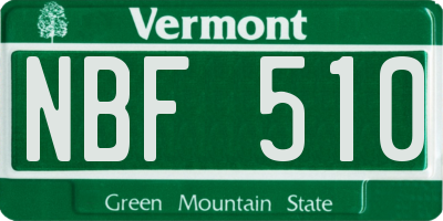 VT license plate NBF510