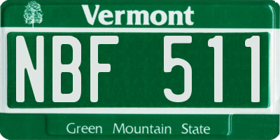 VT license plate NBF511