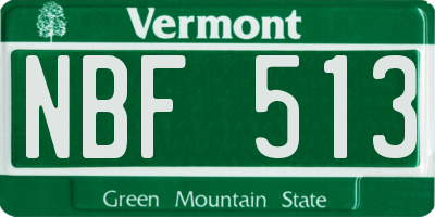VT license plate NBF513