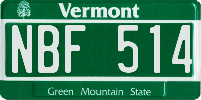 VT license plate NBF514