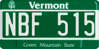 VT license plate NBF515