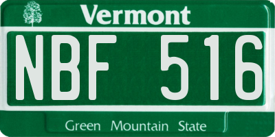 VT license plate NBF516