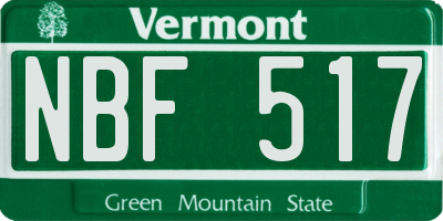 VT license plate NBF517