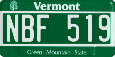 VT license plate NBF519