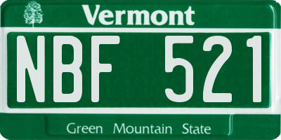 VT license plate NBF521