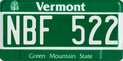 VT license plate NBF522