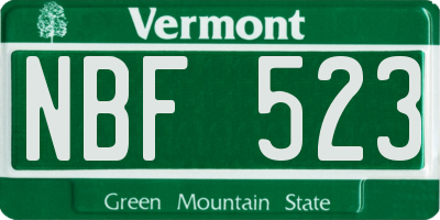 VT license plate NBF523