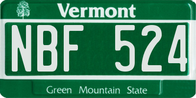 VT license plate NBF524
