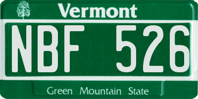 VT license plate NBF526