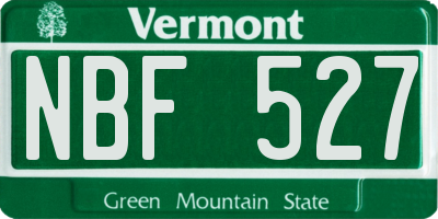 VT license plate NBF527