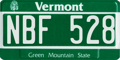 VT license plate NBF528
