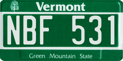 VT license plate NBF531
