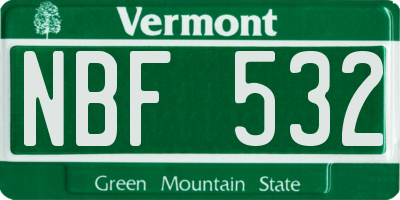 VT license plate NBF532