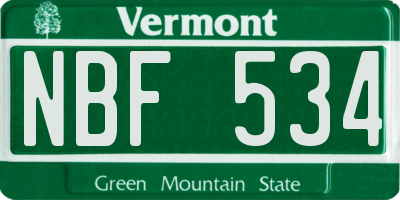 VT license plate NBF534