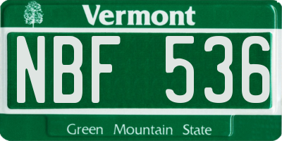 VT license plate NBF536