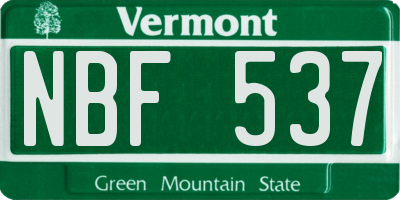 VT license plate NBF537