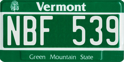 VT license plate NBF539