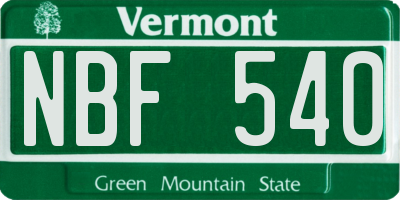 VT license plate NBF540