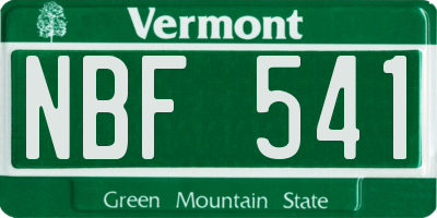 VT license plate NBF541
