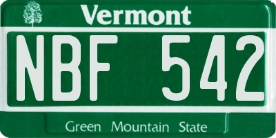 VT license plate NBF542