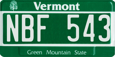 VT license plate NBF543