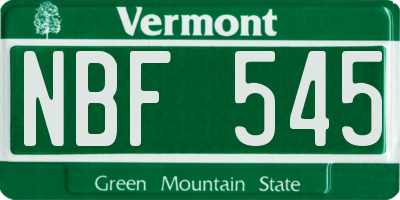VT license plate NBF545