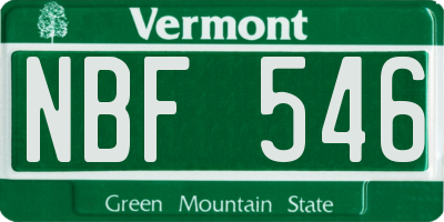 VT license plate NBF546