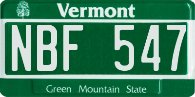 VT license plate NBF547