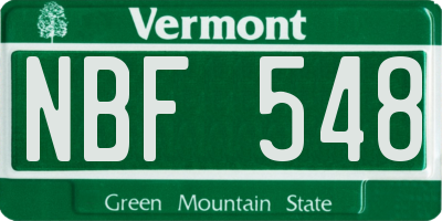 VT license plate NBF548