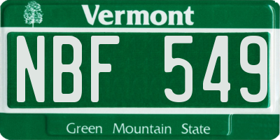 VT license plate NBF549