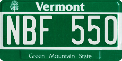 VT license plate NBF550