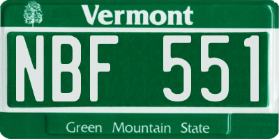 VT license plate NBF551