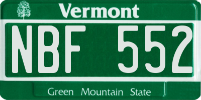 VT license plate NBF552