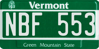 VT license plate NBF553