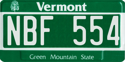 VT license plate NBF554