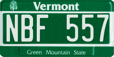 VT license plate NBF557