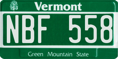 VT license plate NBF558