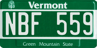 VT license plate NBF559