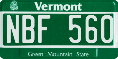 VT license plate NBF560