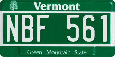 VT license plate NBF561