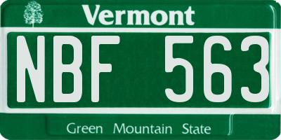 VT license plate NBF563