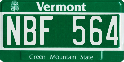 VT license plate NBF564