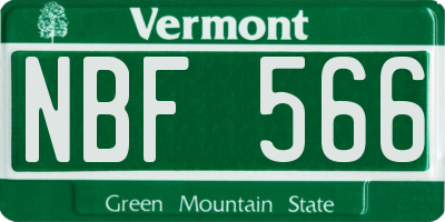VT license plate NBF566