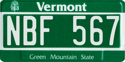 VT license plate NBF567