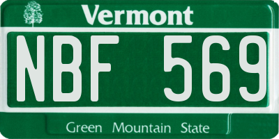 VT license plate NBF569