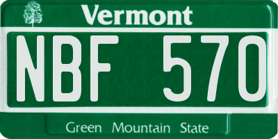 VT license plate NBF570