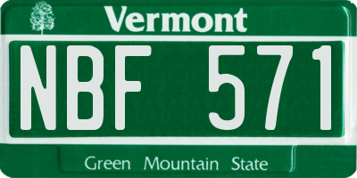VT license plate NBF571