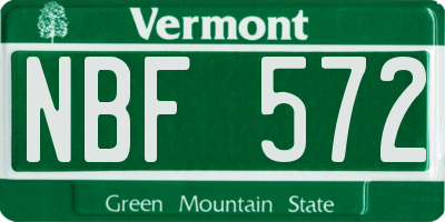VT license plate NBF572