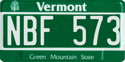 VT license plate NBF573