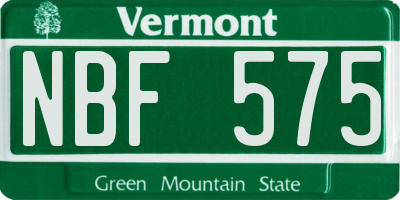 VT license plate NBF575